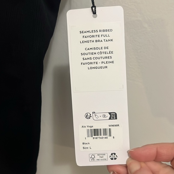 Alo Yoga black seamless ribbed full length bra tank NEW - Picture 3 of 7